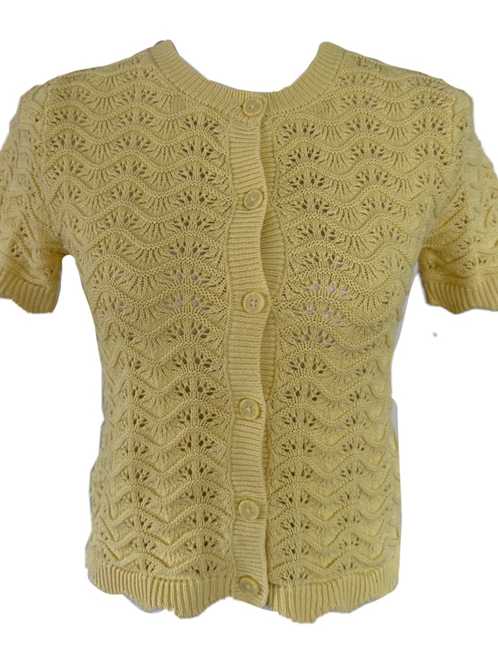 H&M Pale Yellow Short-Sleeve Knit Cardigan